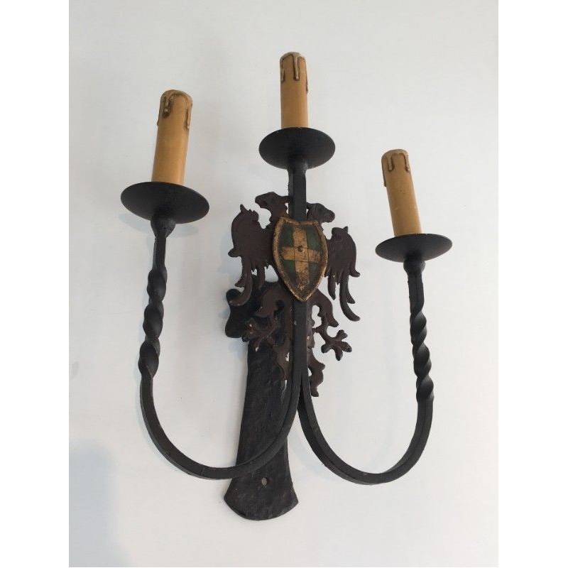 Paire d'Appliques en Fer Forgé Vers 1940 | Maison BARROIS