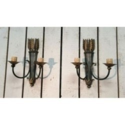 Pair of Wrought Iron Wall Sconces Circa 1940 | Maison BARROIS