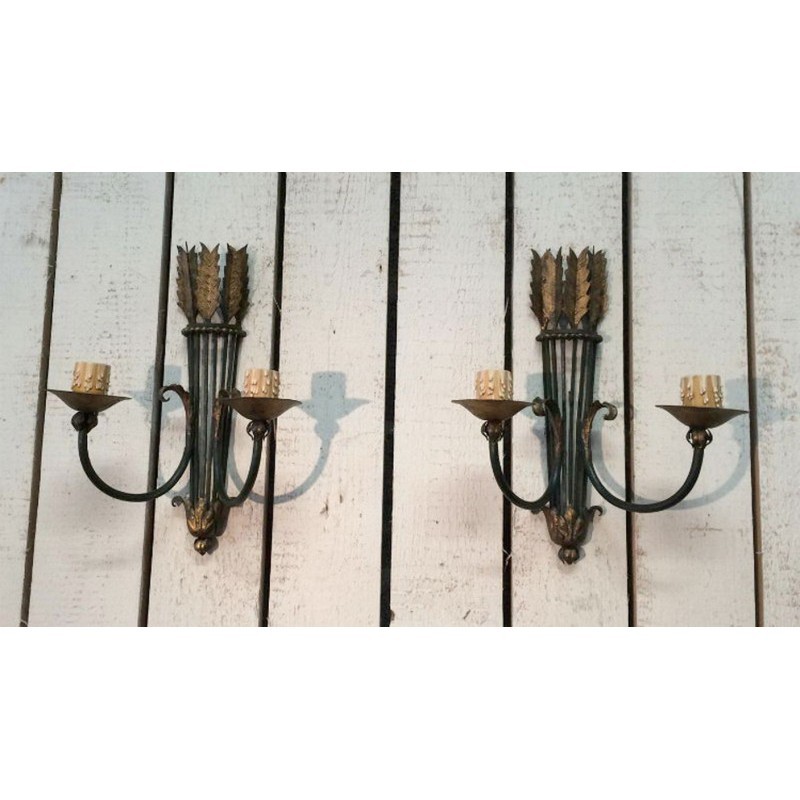 Pair of Wrought Iron Wall Sconces Circa 1940 | Maison BARROIS