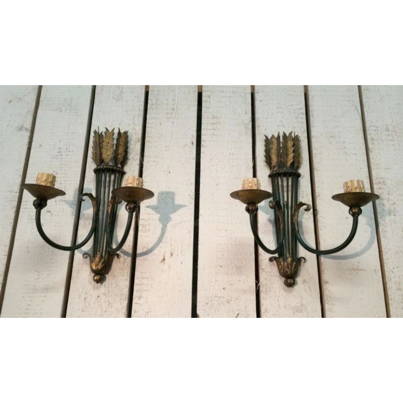 Pair of Wrought Iron Wall Sconces Circa 1940 | Maison BARROIS