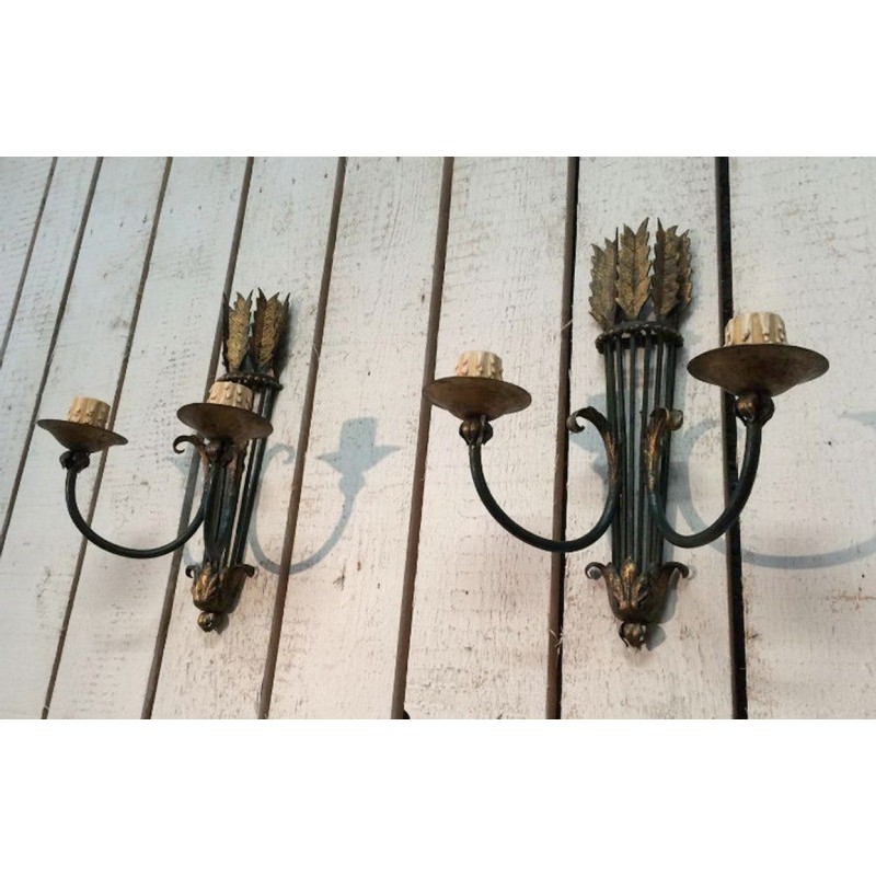 Paire d'Appliques en Fer Forgé Vers 1940 | Maison BARROIS