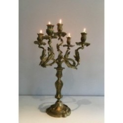 Pair of Bronze Candelabras 5 Light Arms Circa 1900
