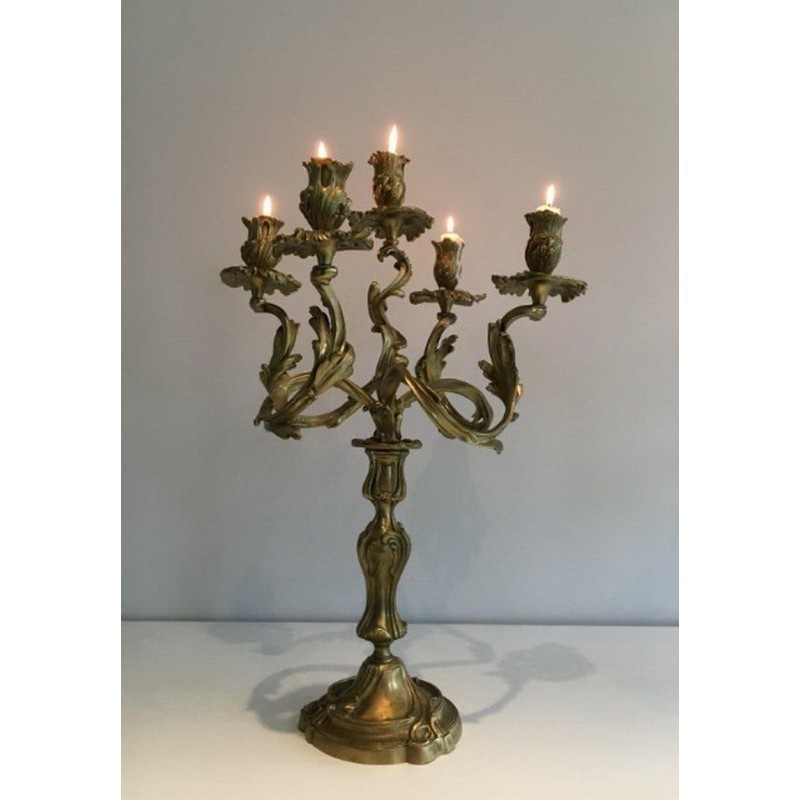 Paire de Bougeoirs en Bronze 5 Bras de Lumière Vers 1900