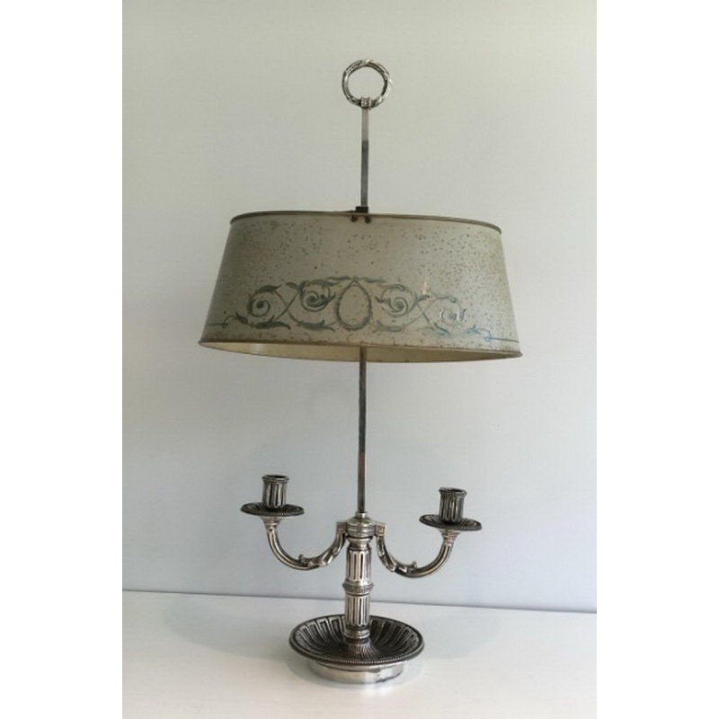 Lampe Bouillotte Louis XVI Argentée Vers 1900