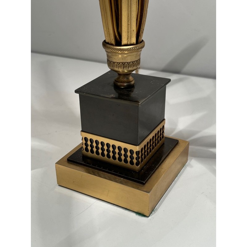 Lampe Ananas Laqué Noir et Doré, Goût Maison Charles, vers 1970