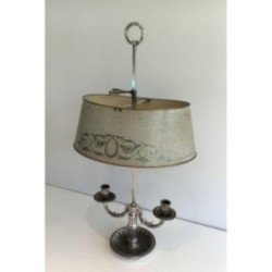Louis XVI Silver-Plated Bouillotte Lamp Circa 1900