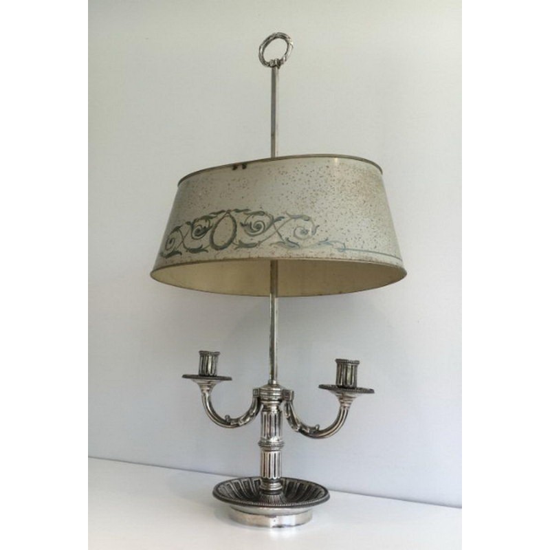 Louis XVI Silver-Plated Bouillotte Lamp Circa 1900
