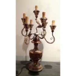 Italian Candelabra Wood Patinated Metal Circa 1960