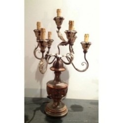 Italian Candelabra Wood Patinated Metal Circa 1960