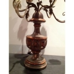 Italian Candelabra Wood Patinated Metal Circa 1960