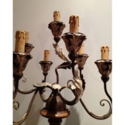 Italian Candelabra Wood Patinated Metal Circa 1960