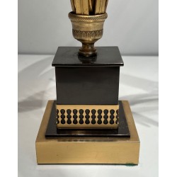Lampe Ananas Laqué Noir et Doré, Goût Maison Charles, vers 1970