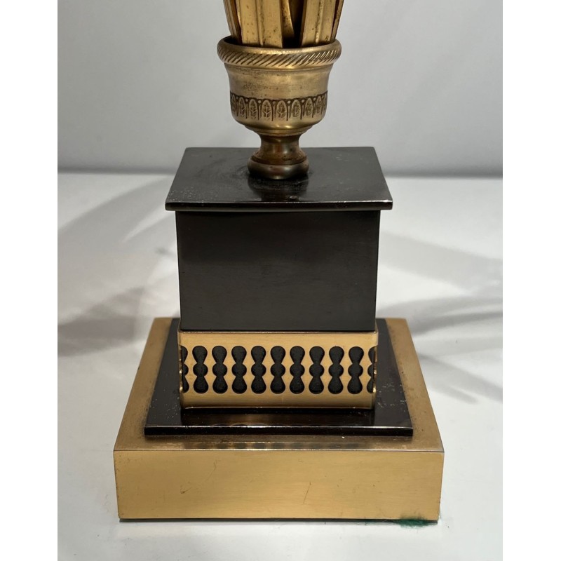 Lampe Ananas Laqué Noir et Doré, Goût Maison Charles, vers 1970
