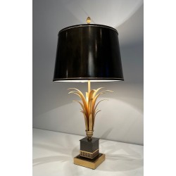 Lampe Ananas Laqué Noir et Doré, Goût Maison Charles, vers 1970