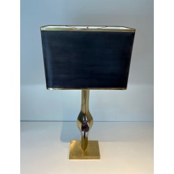 Lampe Sculpturale Laiton et Améthyste de Willy Daro, Travail Belge, vers 1970