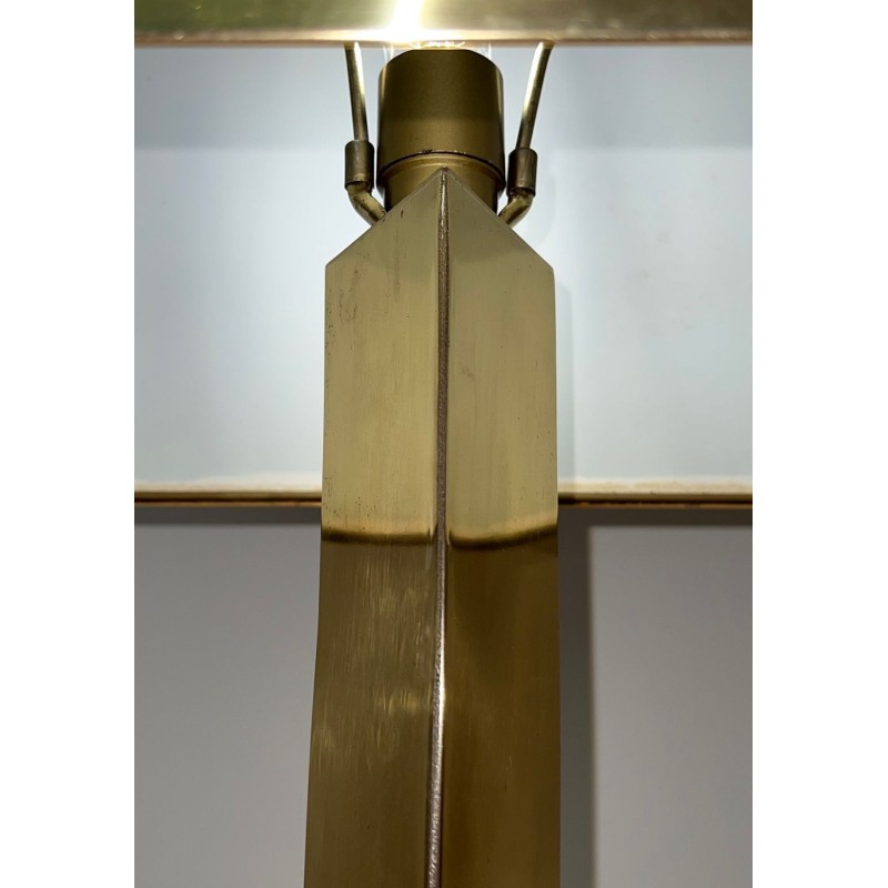 Lampe Sculpturale Laiton et Améthyste de Willy Daro, Travail Belge, vers 1970