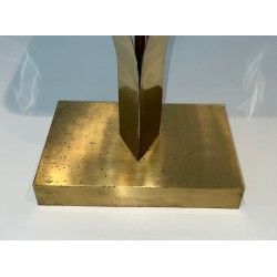 Lampe Sculpturale Laiton et Améthyste de Willy Daro, Travail Belge, vers 1970