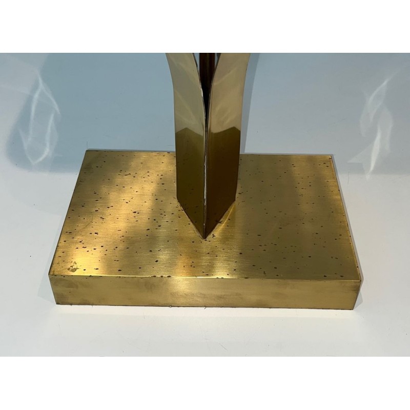 Lampe Sculpturale Laiton et Améthyste de Willy Daro, Travail Belge, vers 1970