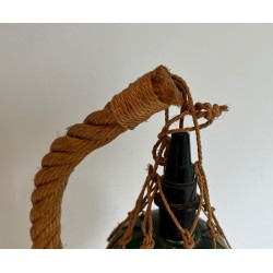 Lampe Corde et Verre Vert d'Audoux-Minet, Travail Français, vers 1950