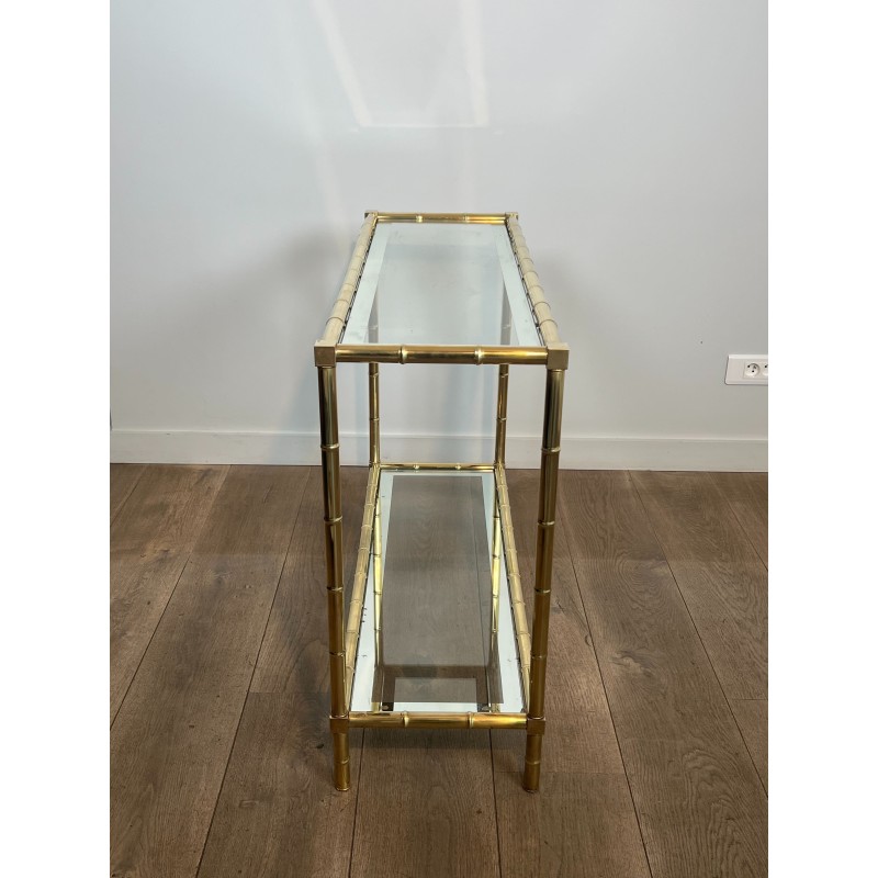 Console en laiton façon faux-bambou