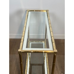 Console en laiton façon faux-bambou