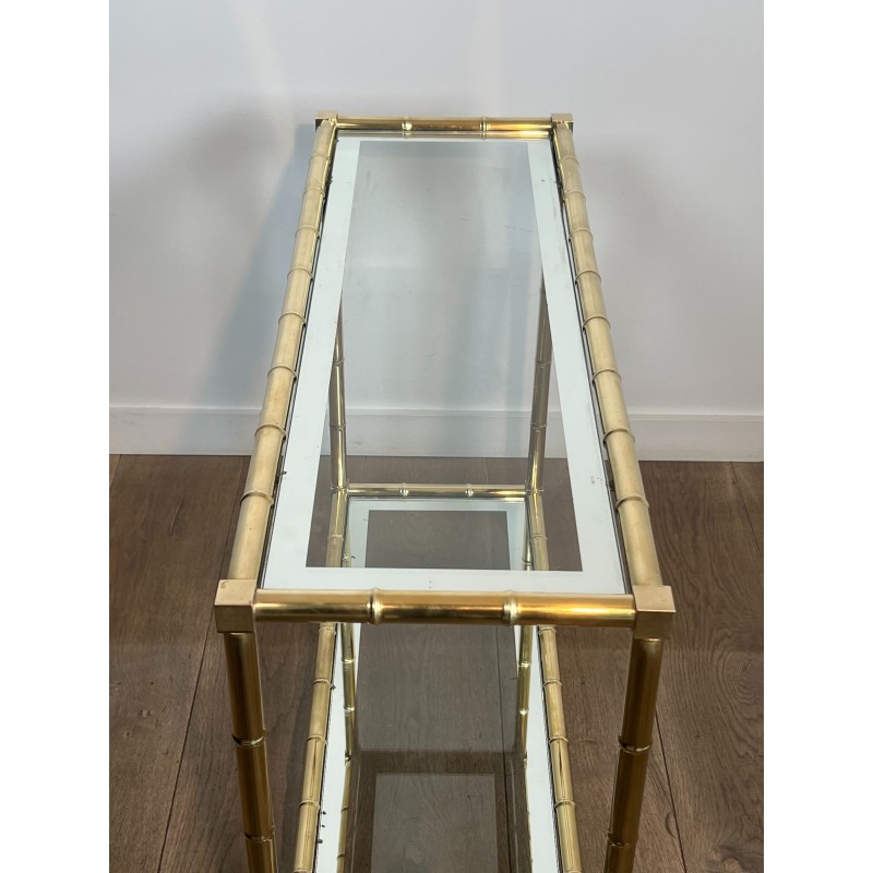 Console en laiton façon faux-bambou