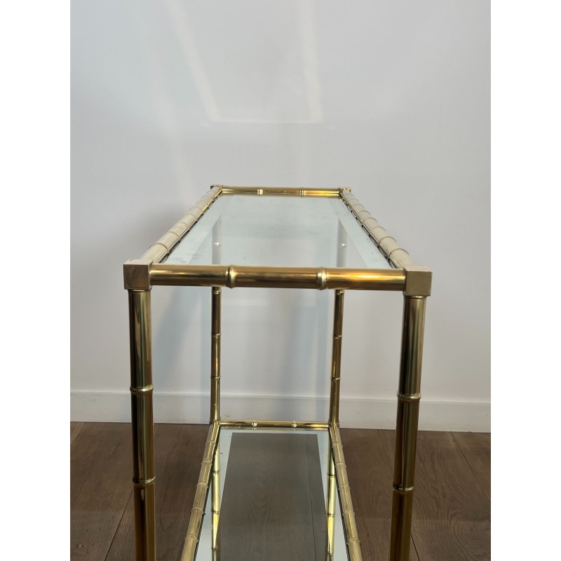 Console en laiton façon faux-bambou