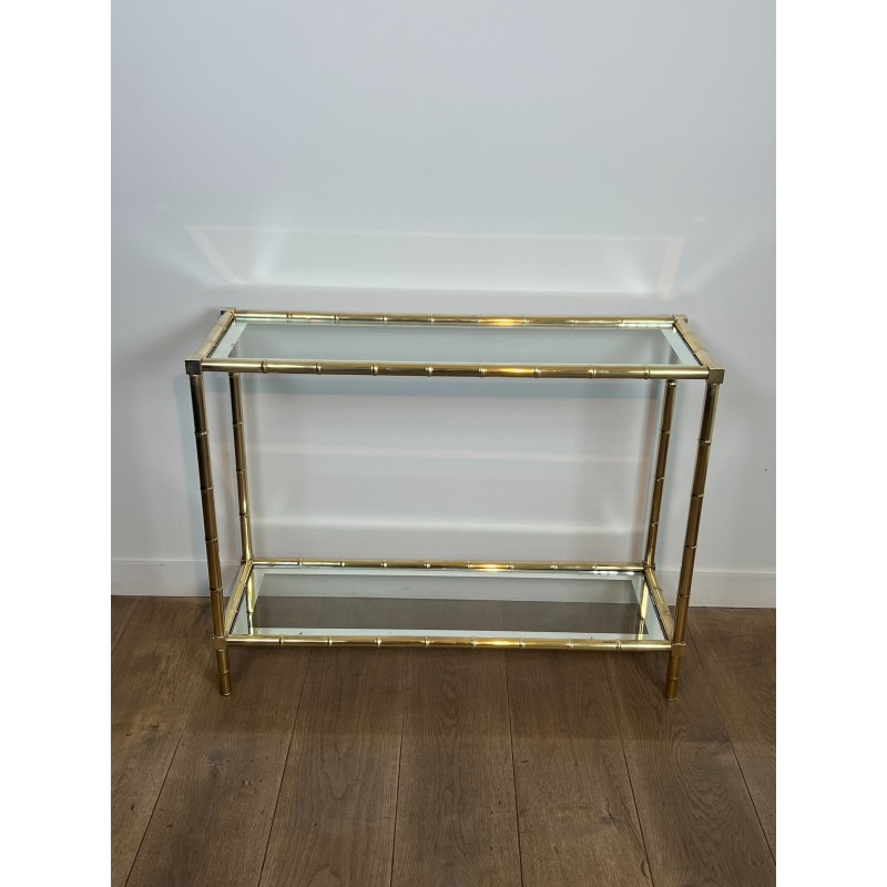 Console en laiton façon faux-bambou