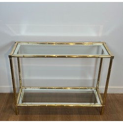 Console en laiton façon faux-bambou