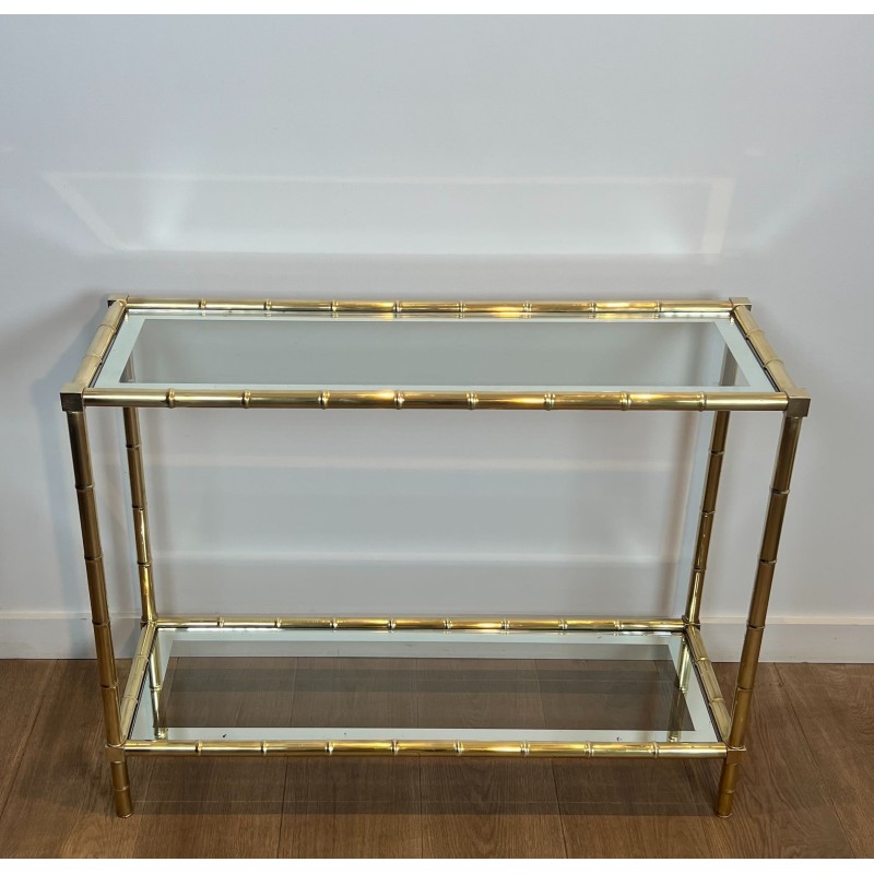 Console en laiton façon faux-bambou