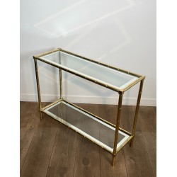 Console en laiton façon faux-bambou