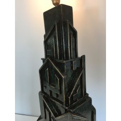 Lampe Brutaliste Bois Patiné, Signée AR-BO, Travail Français, vers 1990