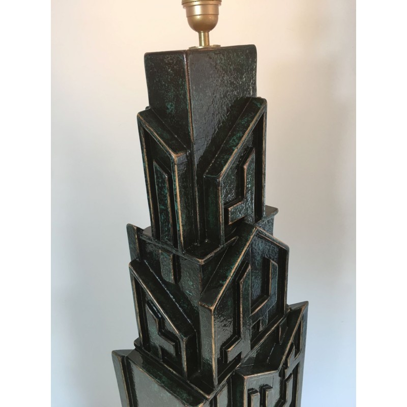 Lampe Brutaliste Bois Patiné, Signée AR-BO, Travail Français, vers 1990