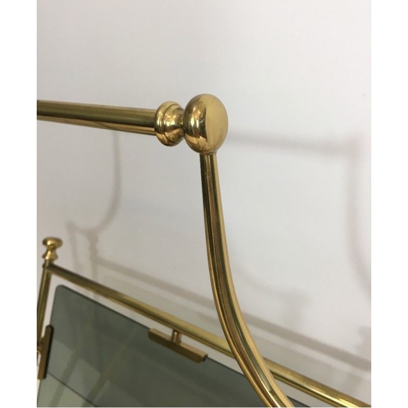 Porte-revues laiton et verres bleutés