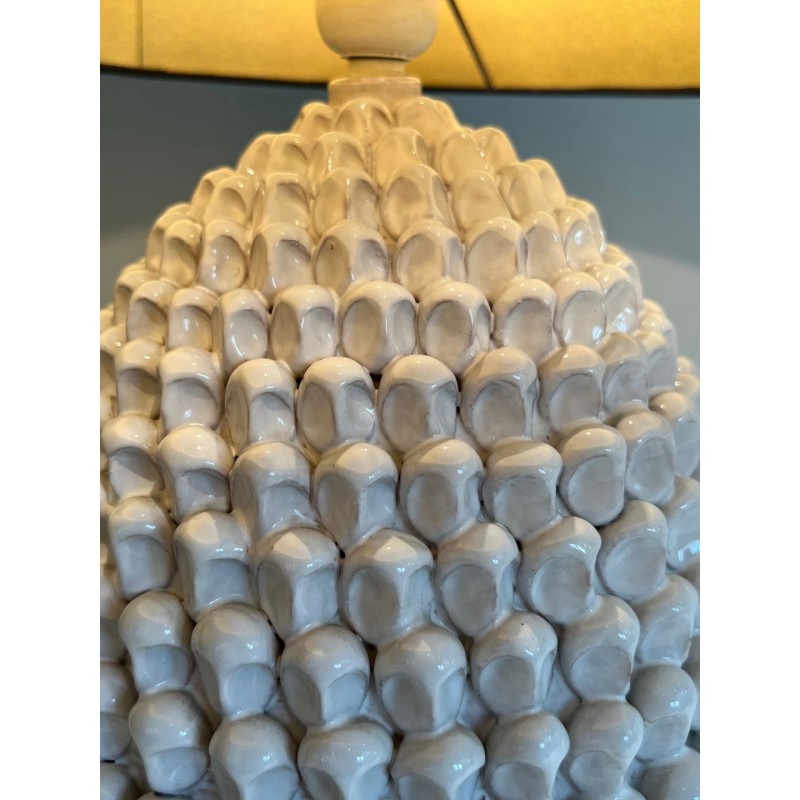 Paire de Grandes Lampes Céramique Blanche, Travail Français, vers 1970