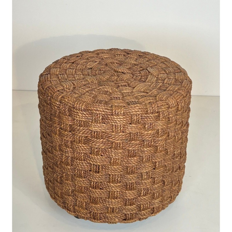 Paire de poufs en corde dlg Audoux-Minet
