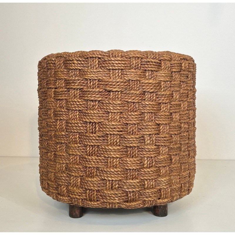 Paire de poufs en corde dlg Audoux-Minet