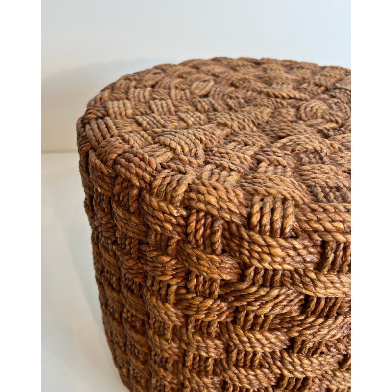 Paire de poufs en corde dlg Audoux-Minet
