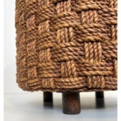 Paire de poufs en corde dlg Audoux-Minet