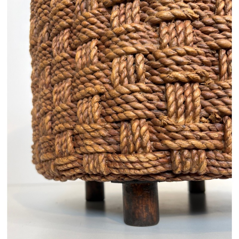 Paire de poufs en corde dlg Audoux-Minet
