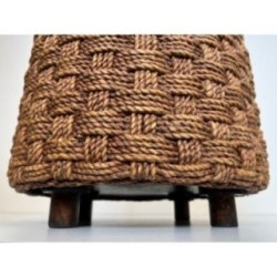 Paire de poufs en corde dlg Audoux-Minet