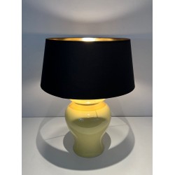 Pair of Yellow Ceramic Table Lamps, Signed Kostka, French Work, circa 1970