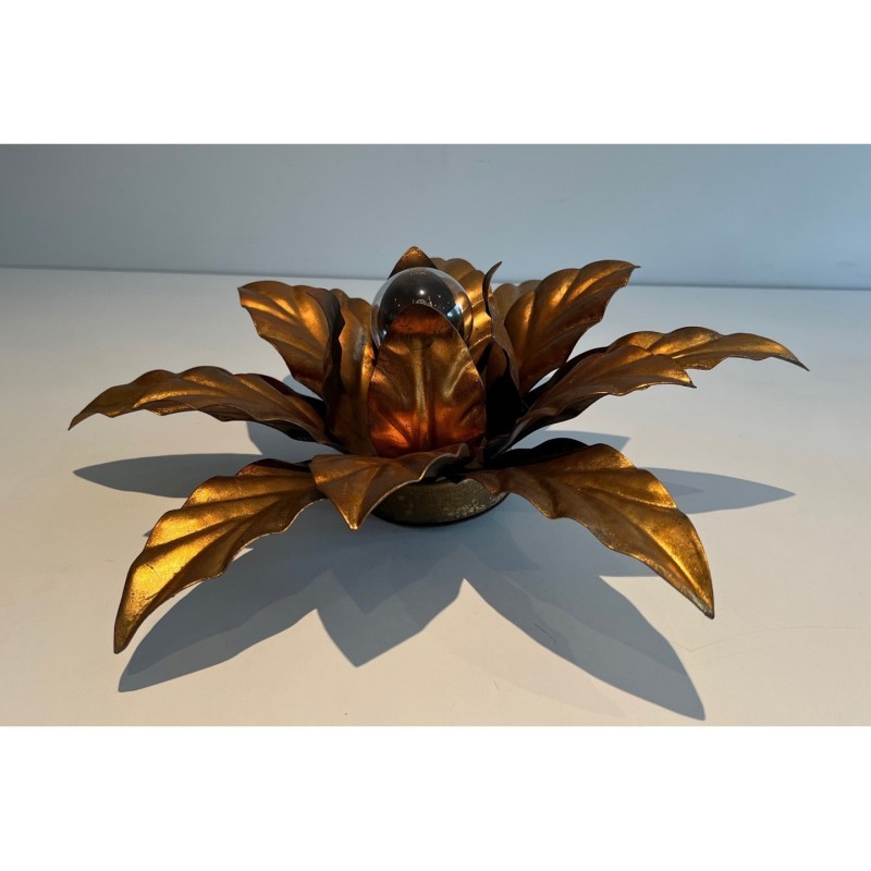 Applique fleur en métal doré