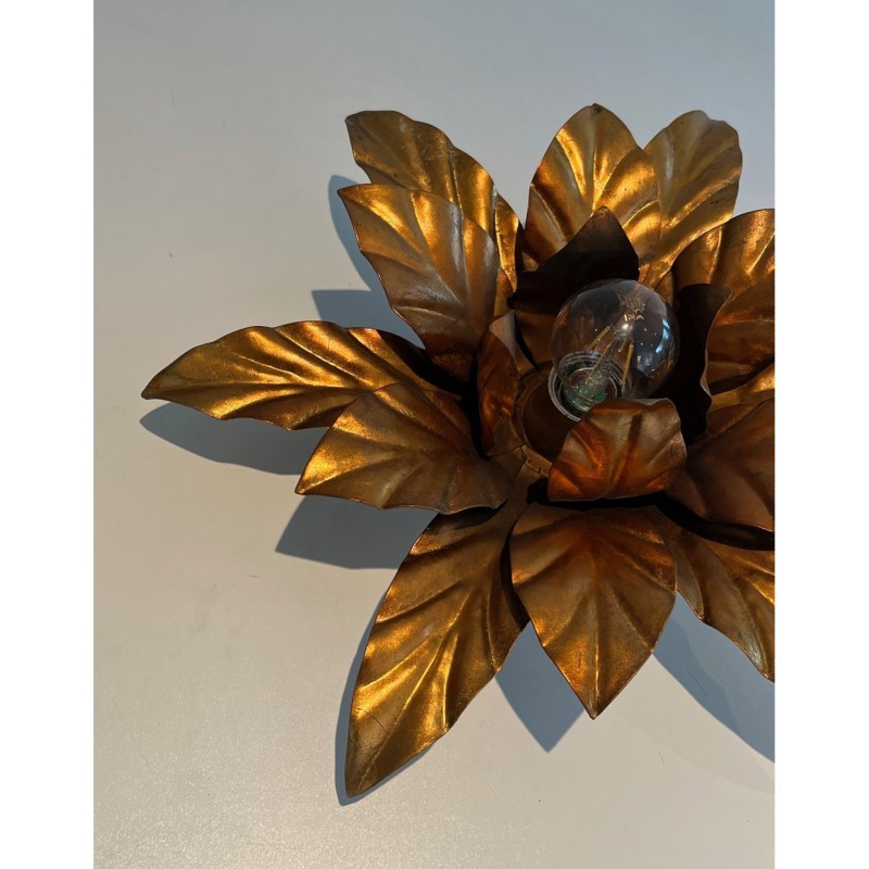 Applique fleur en métal doré