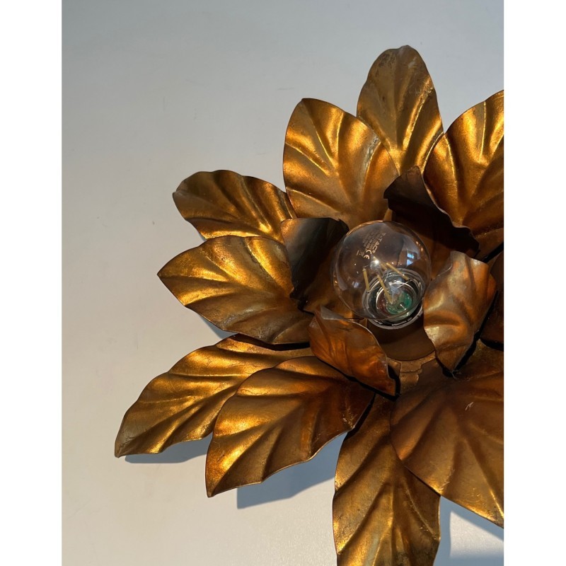 Applique fleur en métal doré