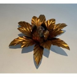 Applique fleur en métal doré
