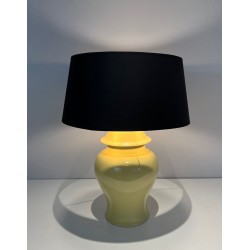 Pair of Yellow Ceramic Table Lamps, Signed Kostka, French Work, circa 1970