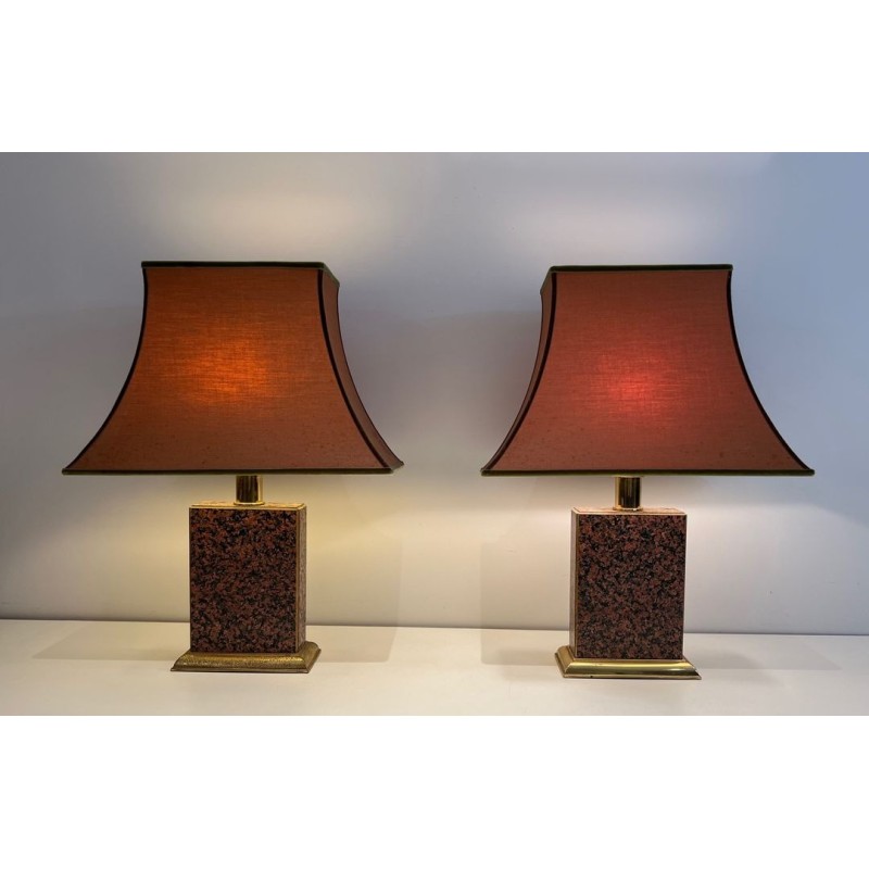 Pair of Chinoiserie Table Lamps, Pagoda Shades, French Work, circa 1970