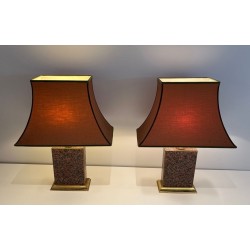 Pair of Chinoiserie Table Lamps, Pagoda Shades, French Work, circa 1970
