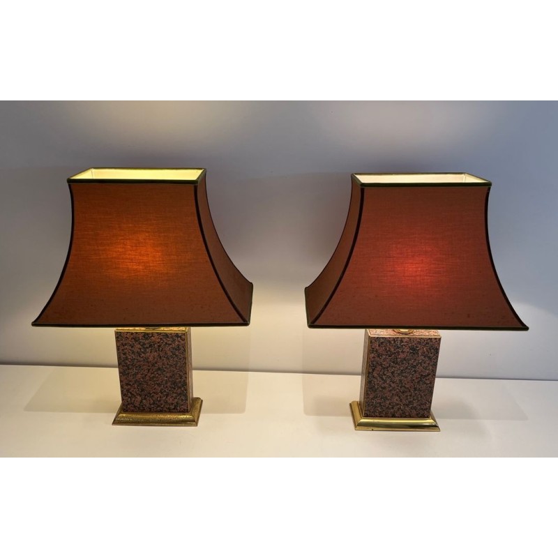 Pair of Chinoiserie Table Lamps, Pagoda Shades, French Work, circa 1970